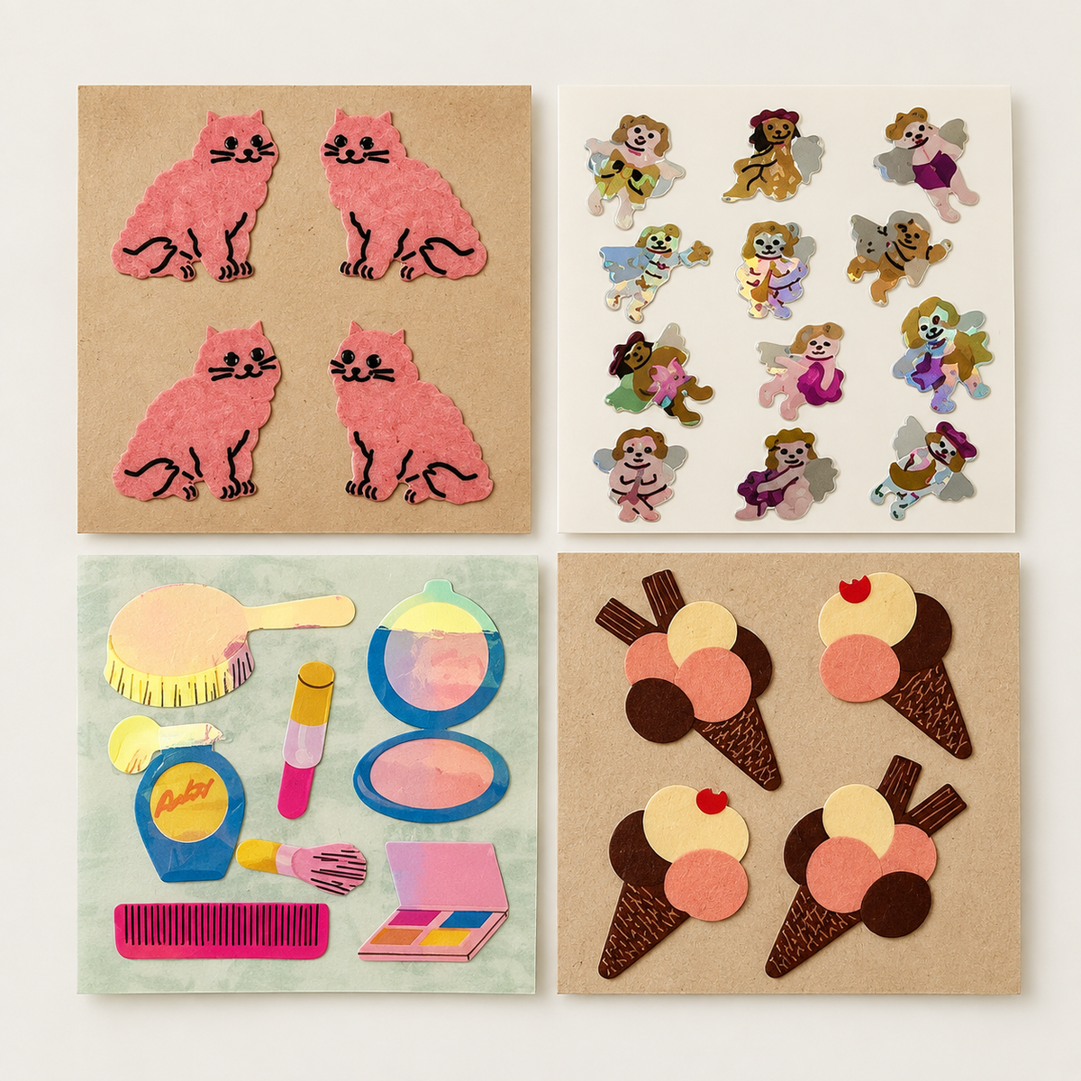 Nostalgic Stickers - Pink Furry Cat Mix